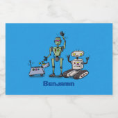Fijne leuke robots trio cartoon voedselcontainer etiket (Enkel label)