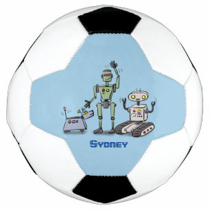 Fijne leuke robots trio cartoon voetbal