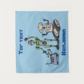 Fijne leuke robots trio cartoon wandkleed (Voorkant)