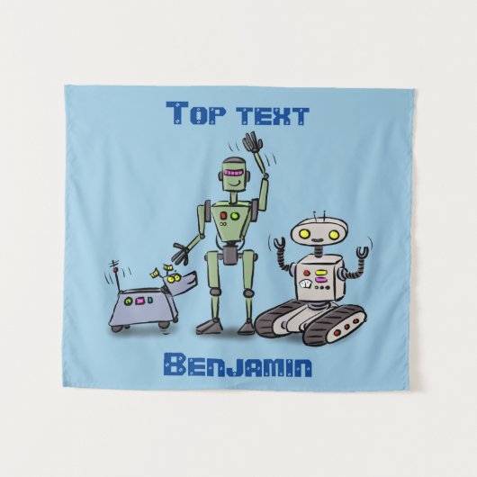 Fijne leuke robots trio cartoon wandkleed (Voorkant (horizontaal))