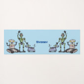 Fijne leuke robots trio cartoon yogamat (Achterkant (horizontaal))