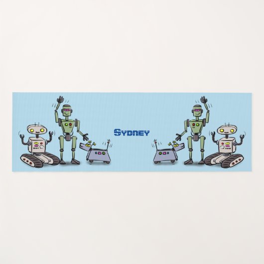 Fijne leuke robots trio cartoon yogamat (Voorkant (horizontaal))