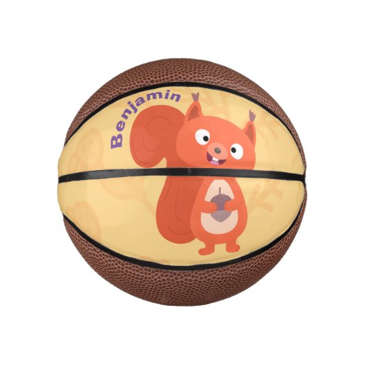 Fijne leuke rode eekhoorn cartoon illustratie basketbal (Voorkant)