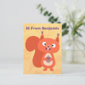 Fijne leuke rode eekhoorn cartoon illustratie briefkaart (Staand voorkant)