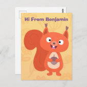 Fijne leuke rode eekhoorn cartoon illustratie briefkaart (Voorkant / Achterkant)