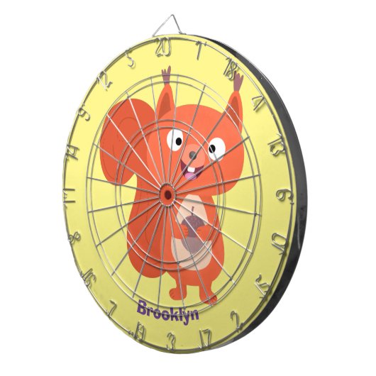 Fijne leuke rode eekhoorn cartoon illustratie dartbord (Voorkant Rechts)