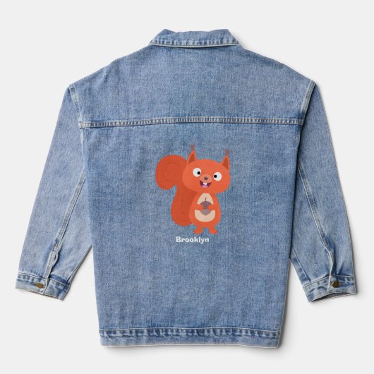 Fijne leuke rode eekhoorn cartoon illustratie denim jacket (Achterkant)
