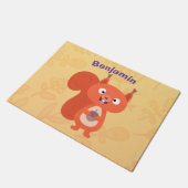 Fijne leuke rode eekhoorn cartoon illustratie deurmat (Schuin)