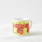 Fijne leuke rode eekhoorn cartoon illustratie espresso kop (Voorkant rechts)