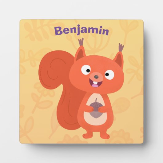 Fijne leuke rode eekhoorn cartoon illustratie fotoplaat (Voorkant)