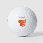 Fijne leuke rode eekhoorn cartoon illustratie golfballen (Voorkant)