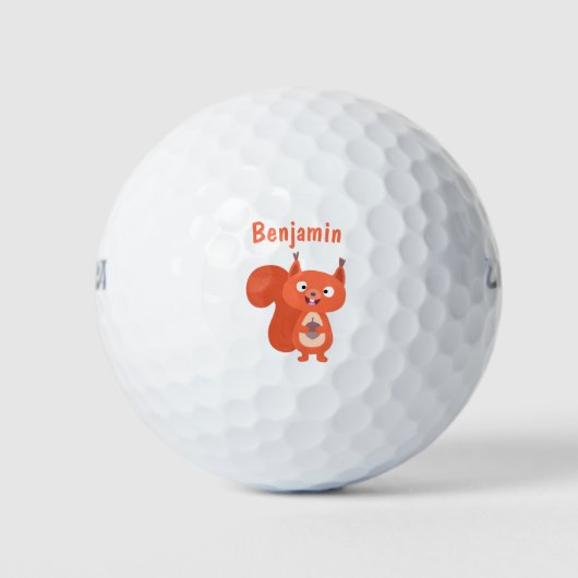 Fijne leuke rode eekhoorn cartoon illustratie golfballen (Voorkant)