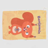 Fijne leuke rode eekhoorn cartoon illustratie golfhanddoek (Horizontaal)