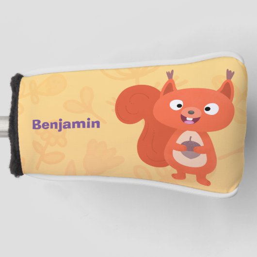 Fijne leuke rode eekhoorn cartoon illustratie golfheadcover (Voorkant)
