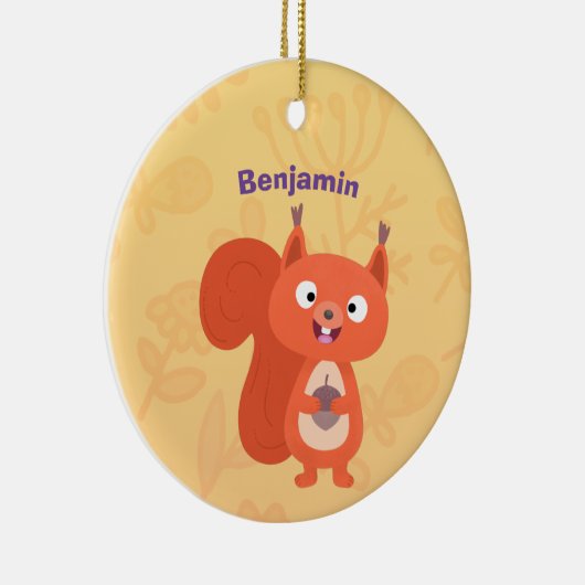 Fijne leuke rode eekhoorn cartoon illustratie keramisch ornament (Rechts)