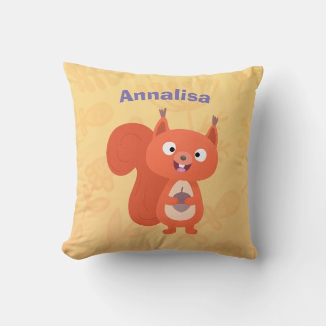 Fijne leuke rode eekhoorn cartoon illustratie kussen (Voorkant)