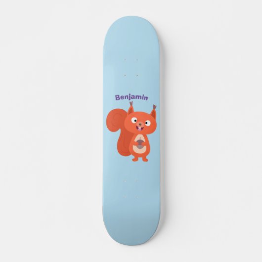 Fijne leuke rode eekhoorn cartoon illustratie persoonlijk skateboard (Voorkant)