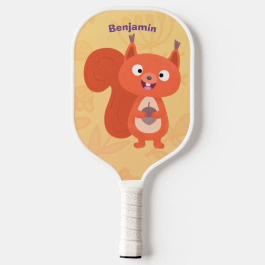 Fijne leuke rode eekhoorn cartoon illustratie pickleball paddle (Achterkant)