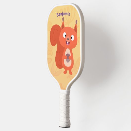 Fijne leuke rode eekhoorn cartoon illustratie pickleball paddle (Links)