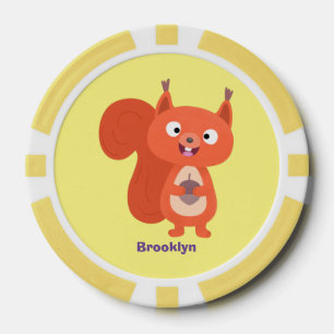 Fijne leuke rode eekhoorn cartoon illustratie poker chips
