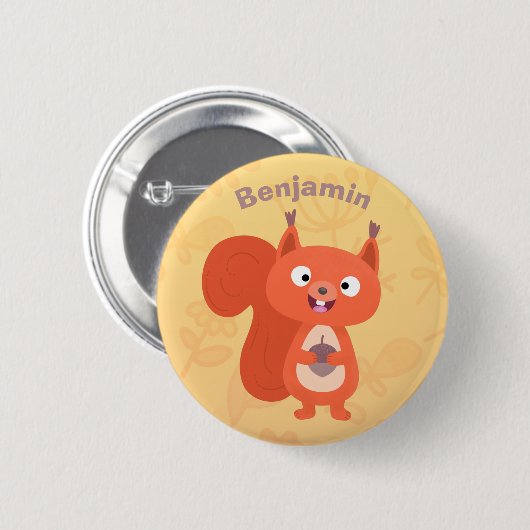 Fijne leuke rode eekhoorn cartoon illustratie ronde button 5,7 cm (Voorkant /achterkant)