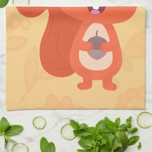 Fijne leuke rode eekhoorn cartoon illustratie theedoek (Gevouwen)