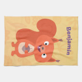 Fijne leuke rode eekhoorn cartoon illustratie theedoek (Horizontaal)