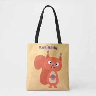 Fijne leuke rode eekhoorn cartoon illustratie tote bag