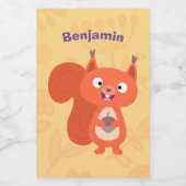 Fijne leuke rode eekhoorn cartoon illustratie voedselcontainer etiket (Enkel label)