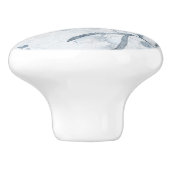 Fijne lichtblauwe waterverf bloemenmoes keramische knop (Zijkant)