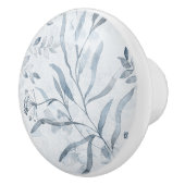 Fijne lichtblauwe waterverf bloemenmoes keramische knop (Rechts)