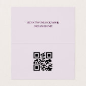 Fijne Lijnen Foto QR-code Makelaar Roze Visitekaartje (Binnenkant ongevouwen)