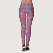 Fijne lijnen Geruite patroon C09.pink op Bruin Leggings (Achterkant)
