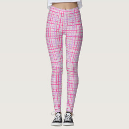 Fijne lijnen Geruite patroon C09.pink op offwhite Leggings