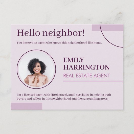 Fijne Lijnen Introductie Makelaar Roze Briefkaart (Voorkant)