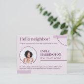 Fijne Lijnen Introductie Makelaar Roze Briefkaart (Staand voorkant)