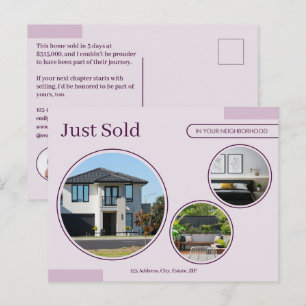 Fijne Lijnen Just Sold Vastgoedmakelaar Roze Briefkaart