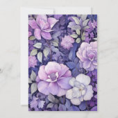Fijne Lila en Grijze Bloemen Huwelijk Monogram Kaart (Achterkant)