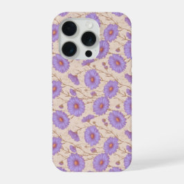 Fijne Lila Madeliefjes Crème Bloemmotief iPhone 15 Pro Case
