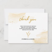 Fijne lineaire bladeren Weddenschap Hartelijk dank Bedankkaart (Achterkant)