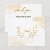 Fijne lineaire bladeren Weddenschap Hartelijk dank Bedankkaart (Voorkant / Achterkant)