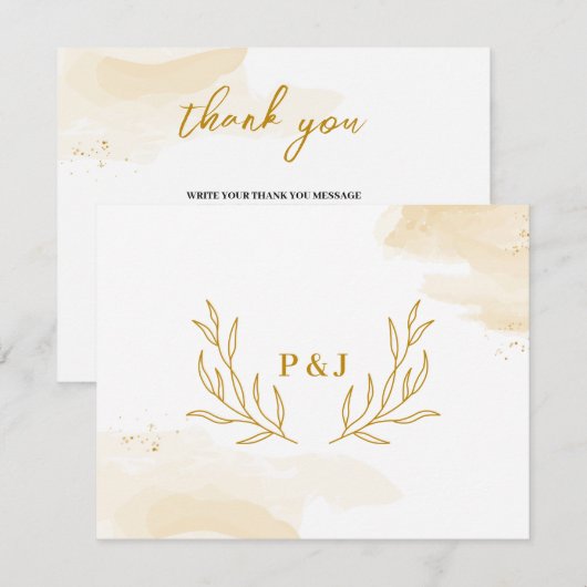 Fijne lineaire bladeren Weddenschap Hartelijk dank Bedankkaart (Voorkant / Achterkant)