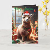 Fijne Llama Kerst, Kerst Kaart (Gele Bloem)
