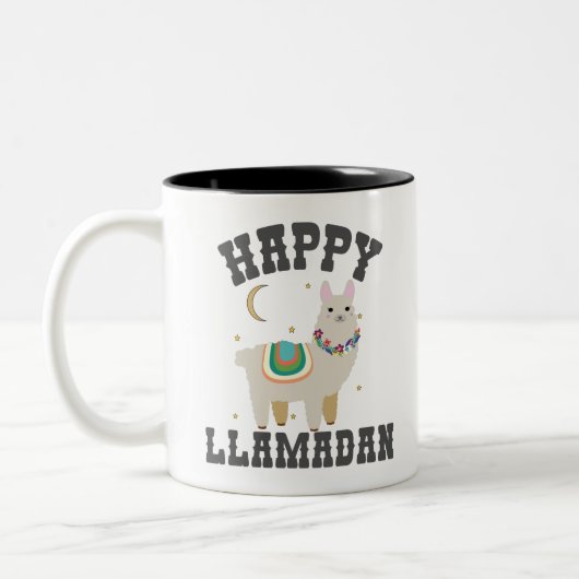 Fijne Llamadan Grappige Ramadan Schattig Alpaca Ge Tweekleurige Koffiemok (Links)