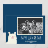 Fijne Llamakkah Blauwe Hanukkah Llama Lieve Foto Feestdagenkaart (Voorkant / Achterkant)
