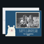 Fijne Llamakkah Blauwe Hanukkah Llama Lieve Foto Feestdagenkaart<br><div class="desc">Prettige Llamakkah!</div>