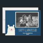 Fijne Llamakkah Blauwe Hanukkah Llama Lieve Foto Feestdagenkaart<br><div class="desc">Prettige Llamakkah!</div>