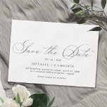 Fijne lucht | Elegant Script Vintage bruiloft Save The Date<br><div class="desc">Eenvoudig en elegant bewaar de data met een -stijl script. Zwart lettertype op een witte achtergrond.</div>