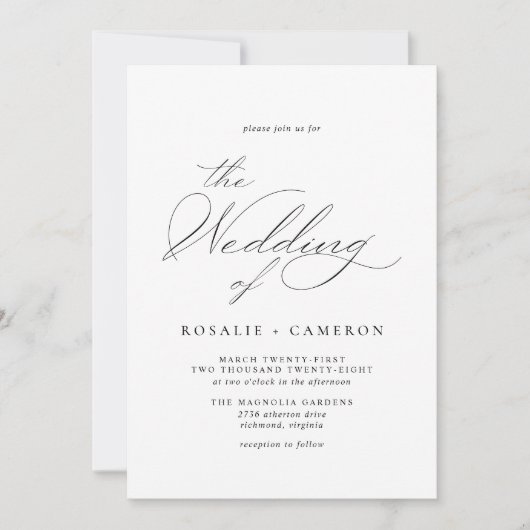 Fijne lucht | Klassieke zwart-wit bruiloft Kaart (Voorkant)