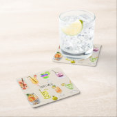 Fijne maaltijd Cute cocktail Waterverf roze Kartonnen Onderzetters (Insitu)